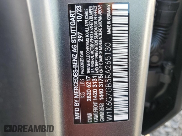2024 Mercedes-Benz S 580 z VIN W1K6G7GB5RA265130, wystawiony jako Copart lot #82841994 z przebiegiem 7 330 mil mil oraz Szkoda całkowita • Salvage title. Historia ofert i sprzedaży dostępna na DreamBid. Obrazek 12.