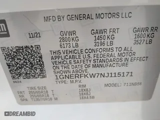 2022 Chevrolet Traverse LS with VIN 1GNERFKW7NJ115171, listed as a IAAI auction lot 41690818 with 89,360 mi miles. Bid and sale history available at carsss.com. Image 9.