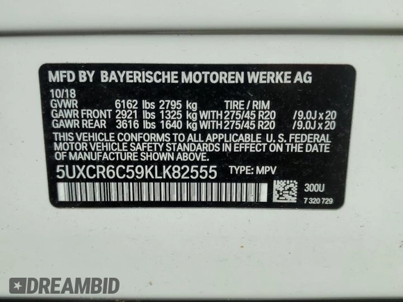 2019 BMW X5 xDrive40i with VIN 5UXCR6C59KLK82555, listed as a Copart auction lot 50211965 with 40,680 mi miles and Salvage Title. Bid and sale history available at carsss.com. Image 13.