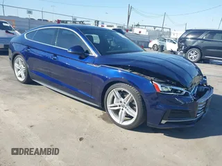 2019 Audi A5 Sportback Premium Plus with VIN WAUENCF58KA029106, listed as a IAAI auction lot 41414095 with 43,661 mi miles and . Bid and sale history available at DreamBid. Image 1.