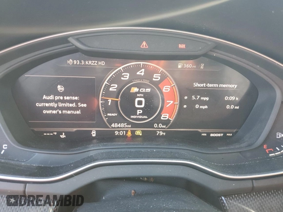 2019 Audi SQ5 Prestige with VIN WA1C4AFY0K2001073, listed as a Copart auction lot 70517953 with 48,485 mi miles and . Bid and sale history available at DreamBid. Image 9.