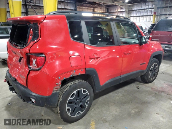 2017 Jeep Renegade Trailhawk with VIN ZACCJBCB1HPG54076, listed as a Copart auction lot 41420795 with 131,371 mi miles and Salvage title. Bid and sale history available at DreamBid. Image 3.
