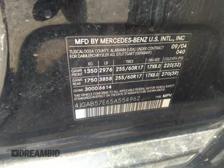 2005 Mercedes-Benz M 350 with VIN 4JGAB57E65A554962, listed as a IAAI auction lot 42120921 with 169,463 mi miles and . Bid and sale history available at DreamBid. Image 9.