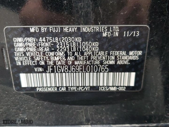 2014 Subaru Impreza Sedan WRX WRX STI Limited with VIN JF1GV8J69EL010765, listed as a Copart auction lot 85770744 with 165,092 mi miles and Clean Title. Bid and sale history available at carsss.com. Image 12.