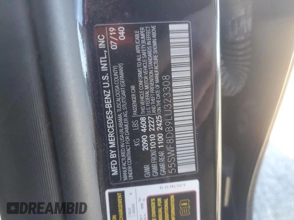 2020 Mercedes-Benz C C 300 with VIN 55SWF8DB9LU323308, listed as a Copart auction lot 84471684 with Not Provided miles and Salvage Title. Bid and sale history available at carsss.com. Image 12.