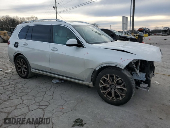 2024 BMW X7 xDrive40i with VIN 5UX23EM05R9U79787, listed as a Copart auction lot 46643245 with 19,793 mi miles and Salvage Title. Bid and sale history available at carsss.com. Image 4.