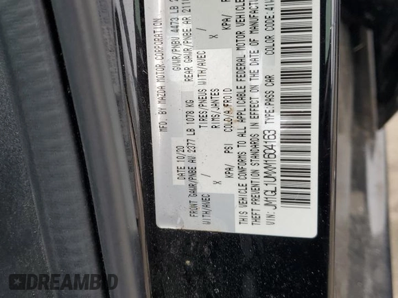 2021 Mazda 6 Sport with VIN JM1GL1UMXM1604163, listed as a Copart auction lot 44068175 with Not Provided miles and Clean Title. Bid and sale history available at carsss.com. Image 12.