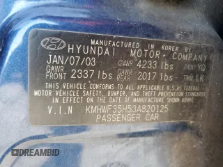 2003 Hyundai Sonata GLS with VIN KMHWF35H53A820125, listed as a Copart auction lot 70974184 with 173,622 mi miles and Salvage Title. Bid and sale history available at carsss.com. Image 12.