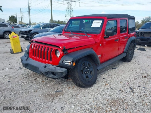 2018 Jeep Wrangler Unlimited Sport S with VIN 1C4HJXDG6JW139791, listed as a IAAI auction lot 41440086 with 94,096 mi miles. Bid and sale history available at carsss.com. Image 2.