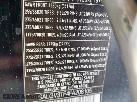 2015 Land Rover Range Rover Autobiography с VIN SALGV3TF4FA208105, выставлен на аукционе Copart как лот 60112265 с пробегом 163 035 миль миль и Чистый • Clean title. История ставок и продаж доступна на DreamBid. Изображение 13.