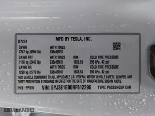 2024 Tesla Model 3 Long Range with VIN 5YJ3E1EB0RF812296, listed as a IAAI auction lot 41799217 with 6,990 mi miles. Bid and sale history available at carsss.com. Image 9.