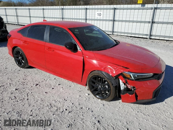2025 Honda Civic Sport with VIN 2HGFE2F51SH510352, listed as a Copart auction lot 49004975 with 5,056 mi miles and Salvage title. Bid and sale history available at DreamBid. Image 4.
