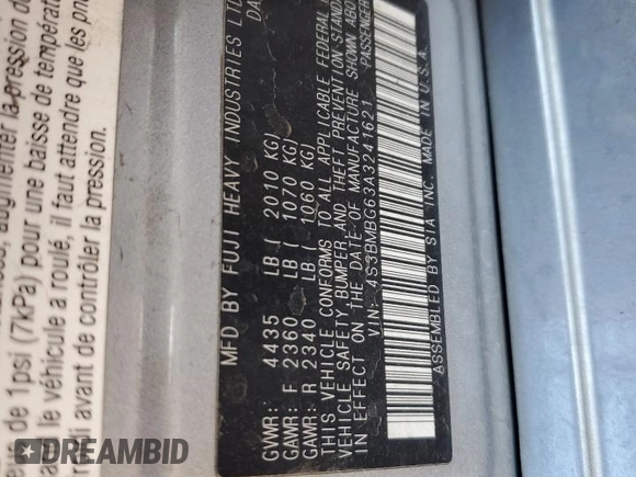 2010 Subaru Legacy Premium All-Weather Anniversary z VIN 4S3BMBG63A3241621, wystawiony jako Copart lot #56674015 z przebiegiem 146 312 mil mil oraz Szkoda całkowita • Salvage title. Historia ofert i sprzedaży dostępna na DreamBid. Obrazek 13.
