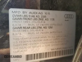 2016 Audi allroad Premium Plus with VIN WA1UFAFL2GA011877, listed as a Copart auction lot 47044705 with 54,398 mi miles and Salvage Title. Bid and sale history available at carsss.com. Image 12.