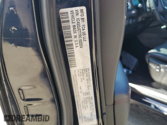 2024 Dodge Durango R/T Premium with VIN 1C4SDJCT7RC183224, listed as a Copart auction lot 57404465 with 13,474 mi miles and Salvage title. Bid and sale history available at DreamBid. Image 13.