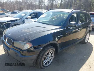 2005 BMW X3 2.5i with VIN WBXPA73485WC50101, listed as a IAAI auction lot 41844456 with 202,522 mi miles. Bid and sale history available at carsss.com. Image 2.