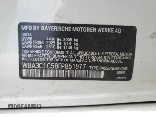 2015 BMW 3 Series 328i with VIN WBA3C1C58FP851977, listed as a Copart auction lot 52918995 with 79,291 mi miles and Salvage title. Bid and sale history available at DreamBid. Image 12.