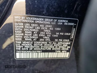 2020 Volkswagen Atlas SE z VIN 1V21E2CA0LC227597, wystawiony jako Copart lot #54232965 z przebiegiem 98 989 mil mil oraz Szkoda całkowita • Salvage title. Historia ofert i sprzedaży dostępna na DreamBid. Obrazek 13.