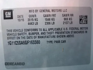 2016 Chevrolet Malibu Limited LT with VIN 1G11C5SA6GF163380, listed as a Copart auction lot 82610783 with 121,880 mi miles and Salvage Title. Bid and sale history available at carsss.com. Image 12.