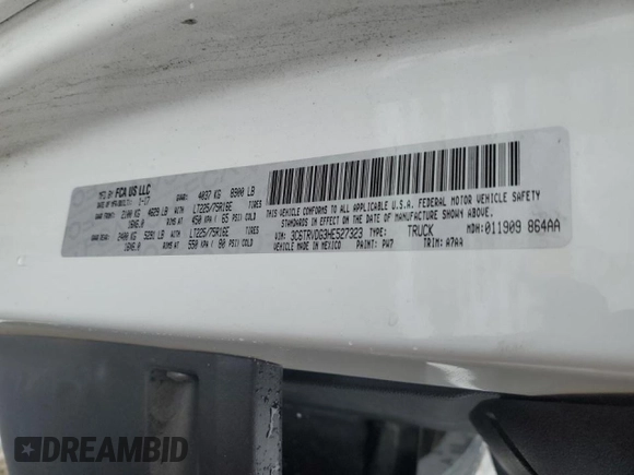 2017 Ram ProMaster Cargo with VIN 3C6TRVDG3HE527323, listed as a Copart auction lot 79854774 with 90,461 mi miles and Salvage Title. Bid and sale history available at carsss.com. Image 12.