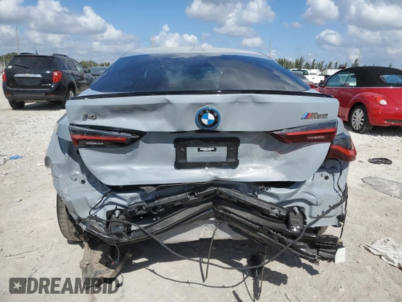 2023 BMW i4 M50 with VIN WBY33AW04PFP53795, listed as a Copart auction lot 42402505 with 20,210 mi miles and Salvage Title. Bid and sale history available at carsss.com. Image 6.