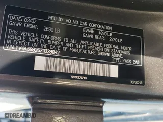 2007 Volvo S80 I6 with VIN YV1AS982671038842, listed as a Copart auction lot 77124004 with 203,204 mi miles and Salvage Title. Bid and sale history available at carsss.com. Image 14.
