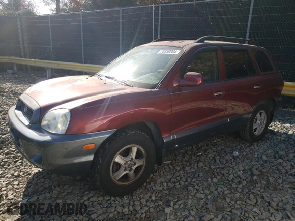 2003 Hyundai Santa Fe GLS with VIN KM8SC13E93U493697, listed as a Copart auction lot 78350284 with 82,871 mi miles and Salvage Title. Bid and sale history available at carsss.com. Image 1.