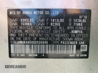 2016 Honda Fit LX z VIN JHMGK5H50GX035949, wystawiony jako Copart lot #52251375 z przebiegiem 112 768 mil mil oraz Szkoda całkowita • Salvage title. Historia ofert i sprzedaży dostępna na DreamBid. Obrazek 12.
