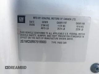 2007 Chevrolet Impala LT with VIN 2G1WC58R879185683, listed as a IAAI auction lot 41955673 with 175,224 mi miles and . Bid and sale history available at DreamBid. Image 9.