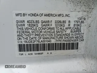 2020 Acura ILX w/Premium Pkg with VIN 19UDE2F76LA001043, listed as a Copart auction lot 70514802 with 35,670 mi miles. Bid and sale history available at carsss.com. Image 12.