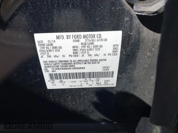 2014 Ford Explorer с VIN 1FM5K8B82EGB56665, выставлен на аукционе IAAI как лот 41908093 с пробегом 208 555 миль миль и . История ставок и продаж доступна на DreamBid. Изображение 9.