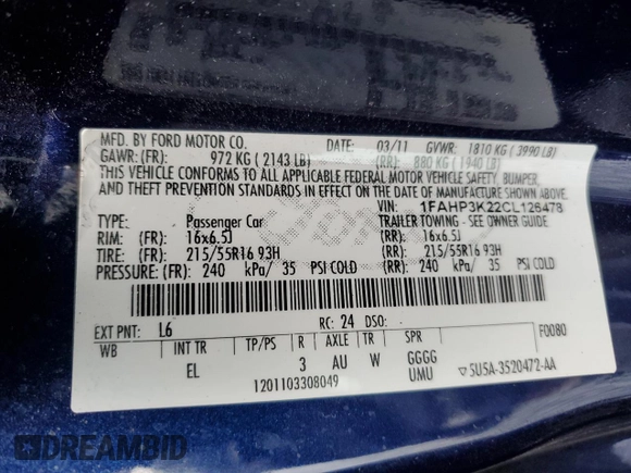 2012 Ford Focus SE z VIN 1FAHP3K22CL126478, wystawiony jako Copart lot #60053565 z przebiegiem 130 887 mil mil oraz Czysty tytuł • Clean title. Historia ofert i sprzedaży dostępna na DreamBid. Obrazek 13.