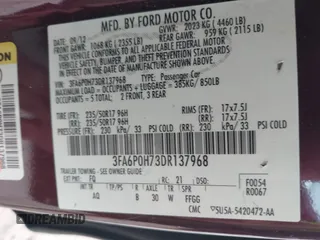 2013 Ford Fusion SE with VIN 3FA6P0H73DR137968, listed as a IAAI auction lot 42506575 with 176,536 mi miles and . Bid and sale history available at DreamBid. Image 9.