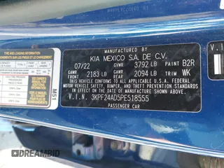 2023 Kia Forte LXS with VIN 3KPF24AD5PE518555, listed as a IAAI auction lot 42105940 with 37,923 mi miles. Bid and sale history available at carsss.com. Image 9.