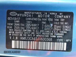 2018 Hyundai Tucson SEL with VIN KM8J3CA43JU600368, listed as a Copart auction lot 46899675 with 100,816 mi miles and Salvage Title. Bid and sale history available at carsss.com. Image 13.