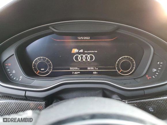 2018 Audi S4 Premium Plus with VIN WAUB4AF43JA002153, listed as a Copart auction lot 69990442 with 50,209 mi miles. Bid and sale history available at carsss.com. Image 9.