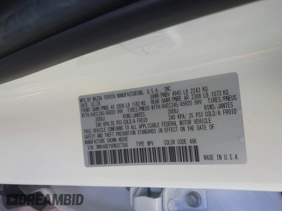 2024 Mazda CX-50 Premium Plus with VIN 7MMVABEY9RN207368, listed as a IAAI auction lot 42211942 with 13,940 mi miles and . Bid and sale history available at DreamBid. Image 9.