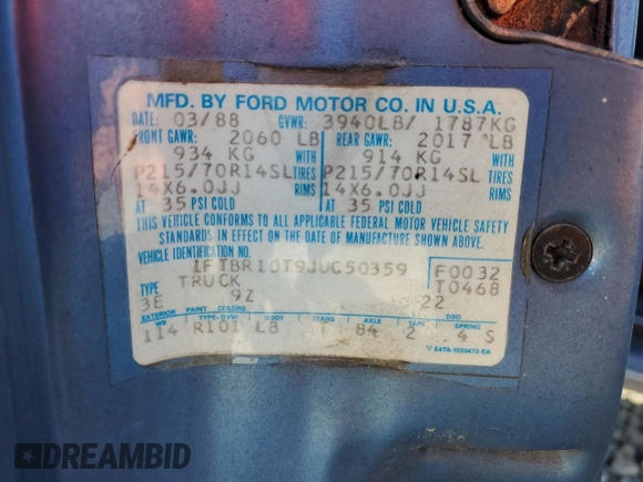 1988 Ford Ranger with VIN 1FTBR10T9JUC50359, listed as a Copart auction lot 76619744 with 28,697 mi miles and Clean Title. Bid and sale history available at DreamBid. Image 12.