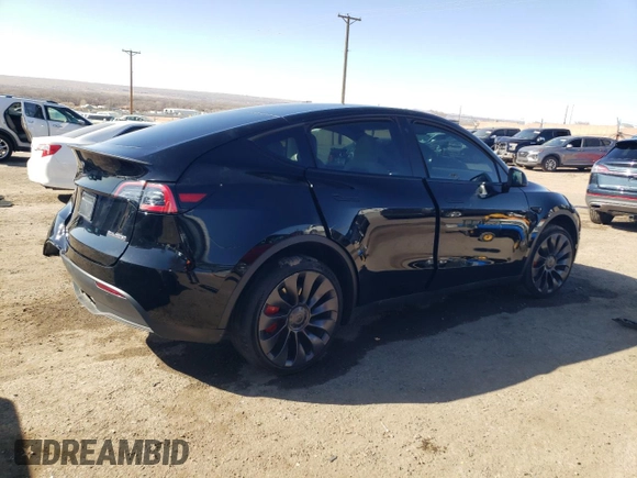 2023 Tesla Model Y Performance with VIN 7SAYGDEF3PF773031, listed as a Copart auction lot 47105765 with 25,604 mi miles and Salvage Title. Bid and sale history available at DreamBid. Image 3.