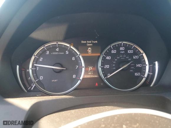 2019 Acura TLX with VIN 19UUB1F39KA002198, listed as a Copart auction lot 48315155 with 74,314 mi miles and Salvage Title. Bid and sale history available at carsss.com. Image 9.