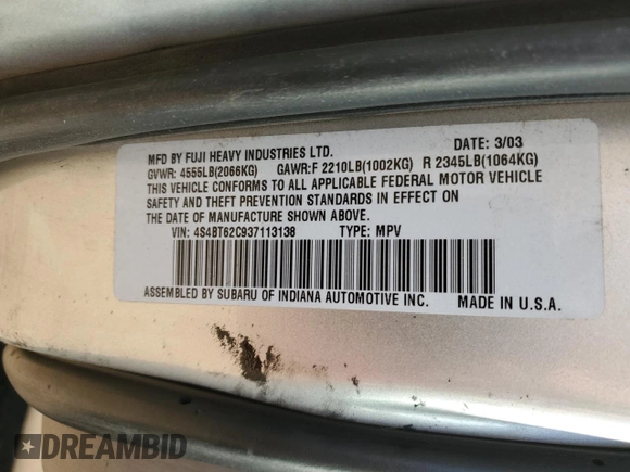 2003 Subaru Baja Special Sports с VIN 4S4BT62C937113138, выставлен на аукционе Copart как лот 89022865 с пробегом 228 716 миль миль и Списание • Salvage title. История ставок и продаж доступна на DreamBid. Изображение 14.