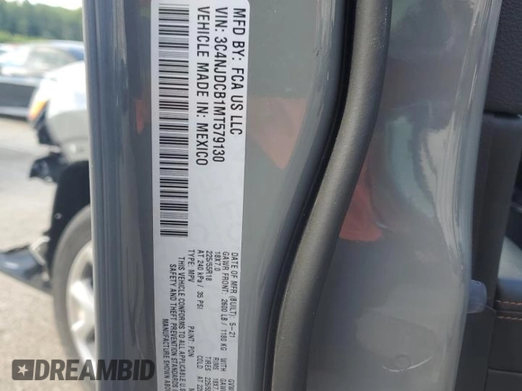 2021 Jeep Compass Limited with VIN 3C4NJDCB1MT579130, listed as a Copart auction lot 57854655 with 49,553 mi miles and Salvage title. Bid and sale history available at DreamBid. Image 13.