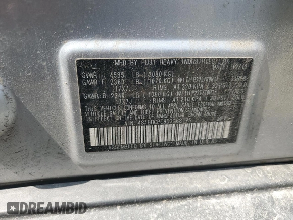 2013 Subaru Outback Limited with VIN 4S4BRCPC9D3268125, listed as a Copart auction lot 64273415 with 193,057 mi miles and Salvage title. Bid and sale history available at DreamBid. Image 13.