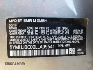 2020 BMW X4 M z VIN 5YMUJ0C00LLA99541, wystawiony jako Copart lot #69965383 z przebiegiem Nie podano mil oraz . Historia ofert i sprzedaży dostępna na DreamBid. Obrazek 12.