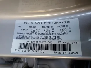 2025 Mazda 3 S Preferred with VIN JM1BPACM7S1761503, listed as a Copart auction lot 52154275 with 9,531 mi miles and Non Repairable. Bid and sale history available at DreamBid. Image 12.