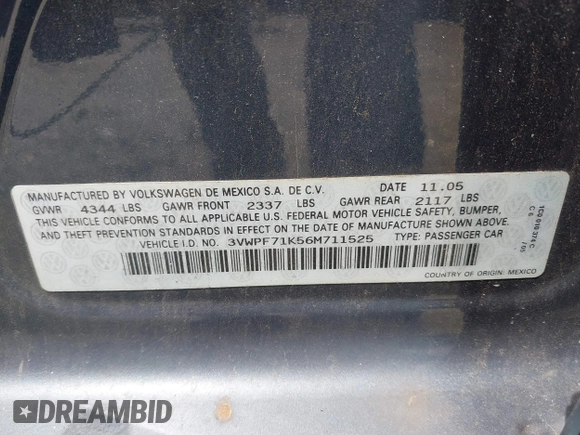 2006 Volkswagen Jetta Value Edition с VIN 3VWPF71K56M711525, выставлен на аукционе IAAI как лот 42456621 с пробегом 137 222 миль миль и . История ставок и продаж доступна на DreamBid. Изображение 9.