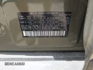 2019 Subaru Outback Premium with VIN 4S4BSAFC3K3323076, listed as a IAAI auction lot 42390684 with 75,686 mi miles and . Bid and sale history available at DreamBid. Image 9.