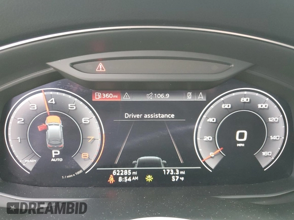 2020 Audi Q7 Premium with VIN WA1AJAF70LD008733, listed as a Copart auction lot 53377775 with 62,285 mi miles and Salvage title. Bid and sale history available at DreamBid. Image 9.