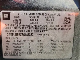 2015 GMC Terrain Denali with VIN 2GKFLUE3XF6147362, listed as a Copart auction lot 52521935 with 166,350 mi miles and Salvage Title. Bid and sale history available at DreamBid. Image 15.