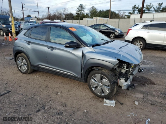 2021 Hyundai Kona Electric SEL with VIN KM8K23AG2MU124345, listed as a Copart auction lot 84333724 with 0 mi miles and Salvage Title. Bid and sale history available at carsss.com. Image 4.